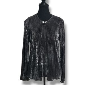 2-piece Tank & Jacket, Metallic Silver Black with Jewelled Clasp, Mandy Evans